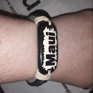 Black & White adjustable  leather Maui bracelet